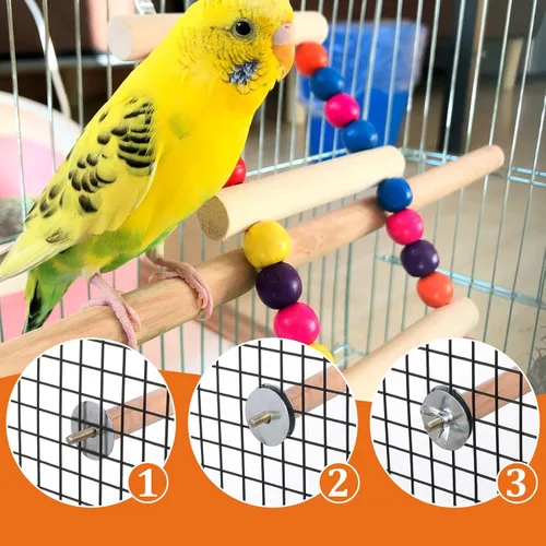 Vista 3 de 2 perchas para pájaros para jaula de madera para loros, percas de loro, juguetes de perca de madera con diferentes anchos, jaulas de pájaros