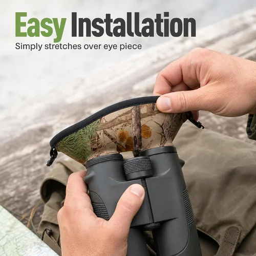 Vista 5 de Bino Bandit - Protector ocular binocular resistente al agua para bloquear el deslumbramiento y reducir la fatiga ocular, camuflaje alpino de montaña