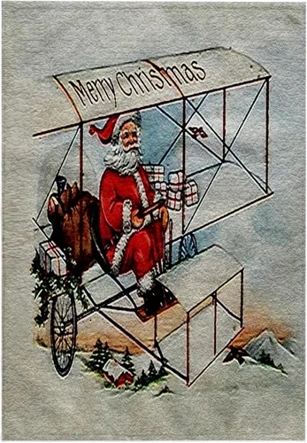 Vista 6 de 3dRose Paño de lavado de 11 x 12 pulgadas para cara y cuerpo – Feliz Navidad Santa volando una caja vintage cometa avión imagen vintage diseños