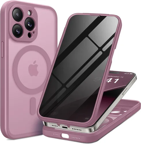 Vista 97 de BERFY Funda para iPhone 17 Pro Max, compatible con MagSafe, protector de pantalla de vidrio integrado, protección de cámara, funda de cuerpo