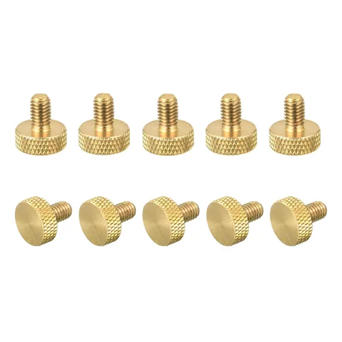 Vista 18 de uxcell 2 tornillos moleteados de latón para pulgar, M3x8mm de agarre plano, perno de sujeción para electrónicos, mecánicos