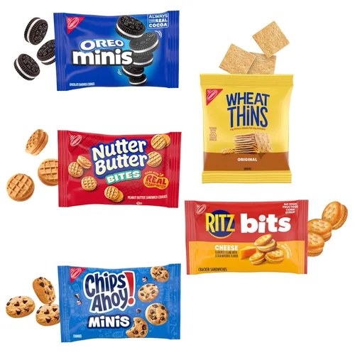 Vista 5 de Galletas OREO Mini, Mini CHIPS AHOY! Galletas, RITZ Bits Galletas de queso, bocadillos Nutter Butter y galletas Wheat Thins, paquete surtido Nabisco
