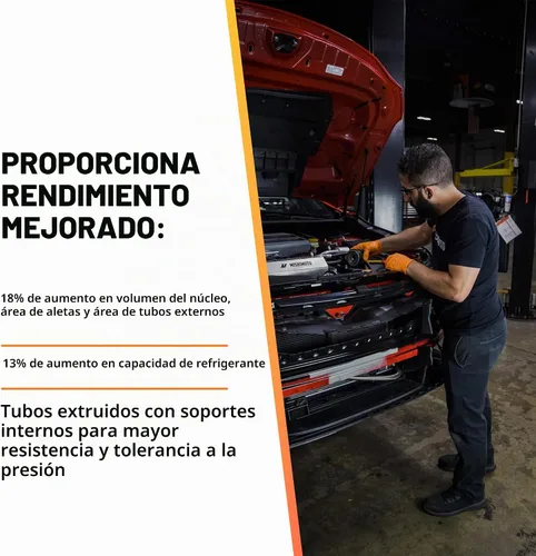 Vista 4 de Mishimoto MMRAD-WRA-07V2, radiador de aluminio compatible con Jeep Wrangler JK, 2007-2017, plateado