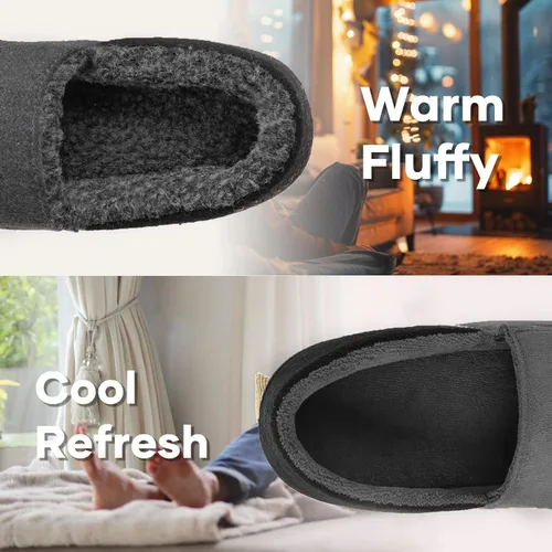 Vista 2 de Zigzagger Pantuflas de microgamuza esponjosas para hombre, estilo mocasín, para interior y exterior