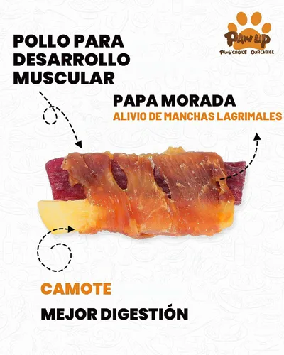 Vista 3 de PAWUP - Golosinas envueltas en pollo para perros, alta fibra