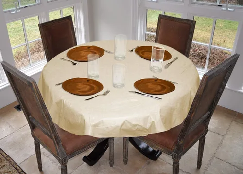 Vista 10 de LAMINET Mantel elástico ajustable para mesa, medallón grande, redondo, se adapta a mesas de hasta 45 a 56 pulgadas de diámetro Medallion