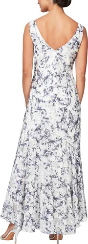 Vista 4 de Alex Evenings Vestido de gasa sin mangas estampado de longitud media con chaqueta para mujer