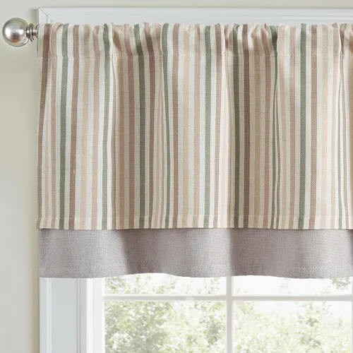 Vista 24 de jinchan Cenefa de Lino a Rayas para Ventanas de 16 Pulgadas Cortinas Opacas para Ventana Pequeña Estilo Granja Cenefa de Doble Capa para Sala