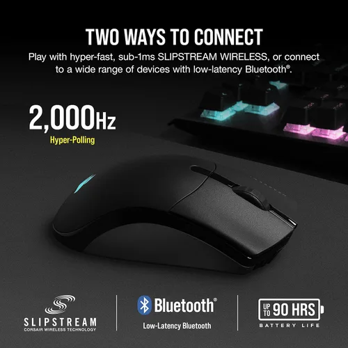 Vista 4 de CORSAIR SABRE RGB PRO Wireless Champion Series, mouse inalámbrico para juegos FPSMOBA, negro