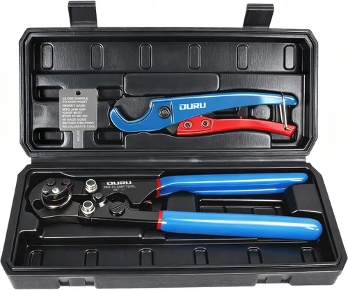 Vista 10 de OURU Herramienta de crimpado 2 en 1 con trinquete Pex, alicates para sujetar y quitar función combinada, herramienta profesional Pex de mango largo