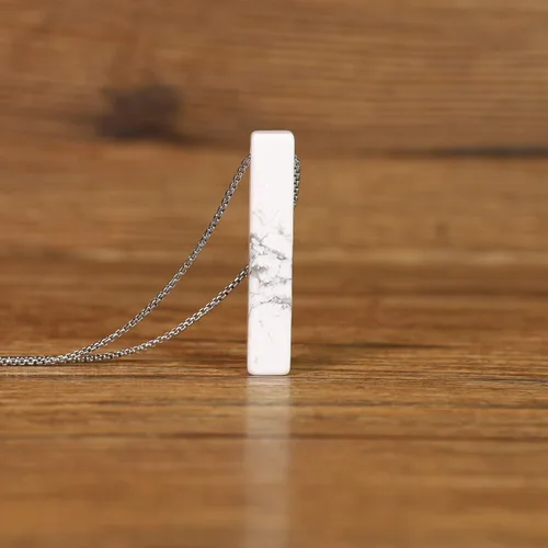 Vista 5 de COAI Collares con colgante de piedra de barra Yin Yang para parejas Piedra