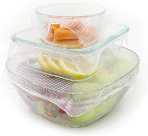 Vista 2 de Grand Fusion Envoltura de alimentos de silicona apta para microondas, envolturas flexibles y reutilizables para alimentos, sin BPA y de larga