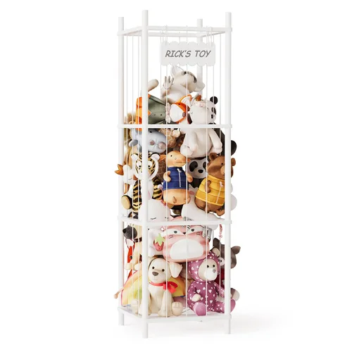 Vista 8 de SpaceAid Organizador de Almacenamiento de Animales de Peluche, Soporte de Almacenamiento de Juguetes de Peluche del Zoológico de Animales de Madera