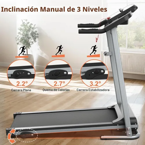 Vista 7 de Home Foldable Treadmill with Incline, Folding Treadmill for Home Workout, Electric Walking Treadmill Machine 15 Preset or Adjustable Programs 250 LB