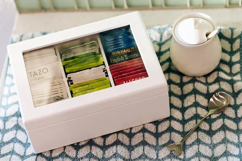 Vista 7 de Break Tradition - Organizador de té de madera para bolsitas de té, color Blanco