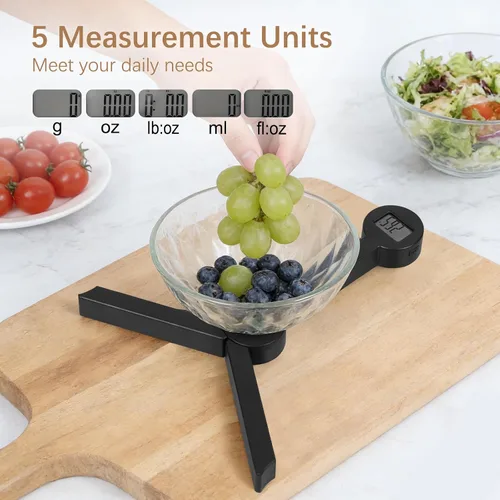 Vista 3 de Báscula plegable de alimentos, báscula digital de cocina, báscula portátil de alimentos para alimentos, mini báscula de bolsillo plegable de gramos