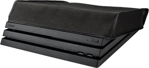 Vista 4 de eXtremeRate Black Horizontal Dust Cover for PS4 Pro Console, Soft Neat Lining Dust Guard for PS4 Pro Console, Anti Scratch Waterproof Cover