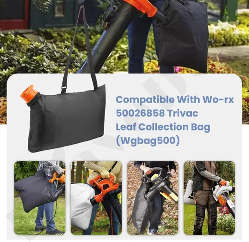 Vista 4 de 50026858 Trivac Leaf Collection Bag WGBAG500, por - Braveboy, compatible con soplador/aspiradora W-orx, modelo de repuesto WG500, WG505, WG509