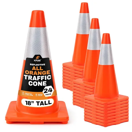 Vista 32 de Xpose Safety Conos de tráfico naranjas de 12 pulgadas con collar de 4 pulgadas, paquete de 4 conos de seguridad de plástico PVC multiusos