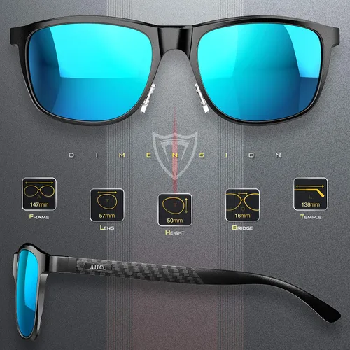 Vista 3 de ATTCL - Lentes de sol polarizados con marco de metal retro para hombre