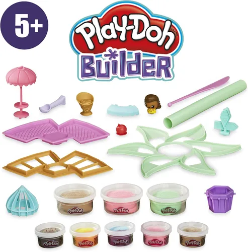 Vista 7 de Play-Doh Builder - Kit de construcción de juguete para helado para niños de 5 años en adelante con 8 latas de compuesto de modelado no tóxico, fácil