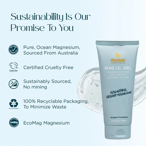 Vista 6 de Abundant Natural Health MAG I.C. - Gel de magnesio con células madre de pepino, alivio muscular rápido, calmante, sin aguijón, seguro para pieles