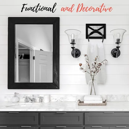 Vista 2 de Autumn Alley Farmhouse Decor - Toallero de mano para baño, soporte rústico para toallas de mano, soporte rústico para anillos, montado en la pared