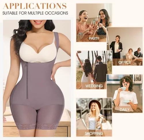 Vista 5 de FeelinGirl Shapewear for Women Slimmer Body Shaper Tummy Tuck Faja with Zipper Butt Lifter Open Crotch Shorts