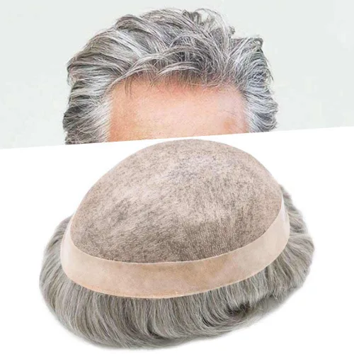 Vista 37 de Mens Toupee Hair Piece Real Human Hair Fine Mono Toupee para hombres Sistema de reemplazo de cabello para hombre Postizo Protesis Capilar Para