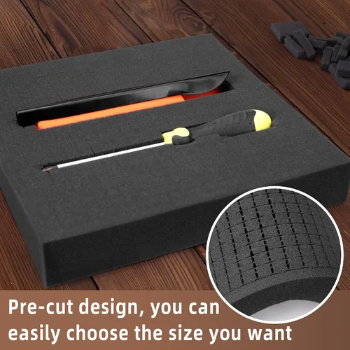 Vista 5 de DECOHS 4 piezas de inserto de espuma Pick and Pluck - Lámina de espuma en forma de cubo pre-perforada de 12 x 12 x 2 pulgadas con fondo para cajas