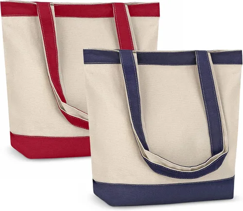 Vista 11 de Bolsa de lona con asas para mujer, bolsa de tela reutilizable para comestibles y compras a granel, bolsa de algodón en blanco, adecuada