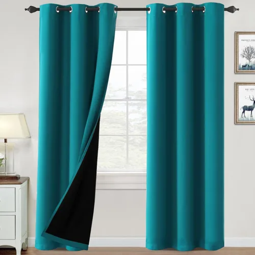 Vista 136 de H.VERSAILTEX Cortinas 100% de opacidad para dormitorio, con aislamiento térmico, cortinas opacas de 63 pulgadas de largo, cortinas de bloqueo