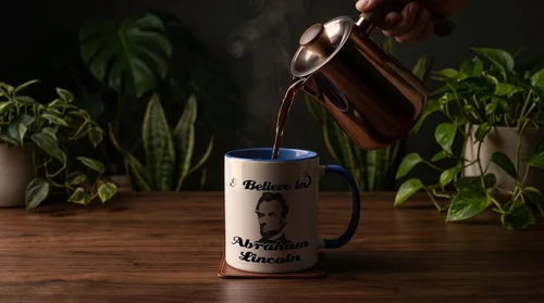Vista 3 de 3dRose I Believe In Abraham Lincoln 11oz Two-Tone Blue Mug
