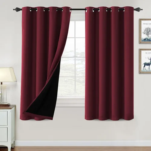 Vista 55 de H.VERSAILTEX Cortinas 100% de opacidad para dormitorio, con aislamiento térmico, cortinas opacas de 63 pulgadas de largo, cortinas de bloqueo