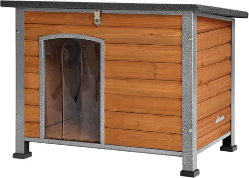 Vista 8 de Aivituvin - Casa para perros de madera para exteriores e interiores, para invierno, con patas elevadas, resistente a la intemperie, para perros