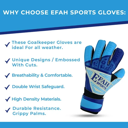 Vista 4 de Guantes de portero de fútbol para niños, jóvenes, guantes de portero de fútbol con protección para dedos y agarres dobles en la muñeca