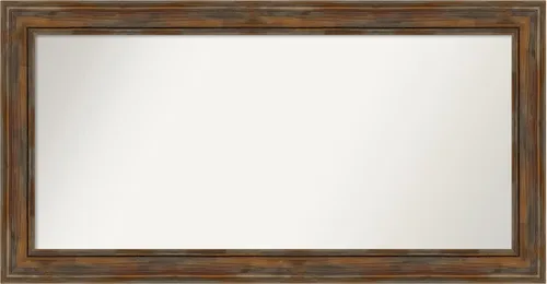 Vista 156 de Amanti Art Espejo de baño marrón para sobre fregadero, 26 x 26 pulgadas, espejo de tocador cuadrado marrón rústico Alexandria, marco de madera
