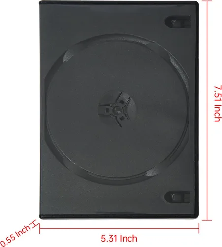 Vista 2 de Paquete de 10 fundas Maxtek de 0.551 in, color negro, estándar de doble capacidad para DVD y funda exterior transparente