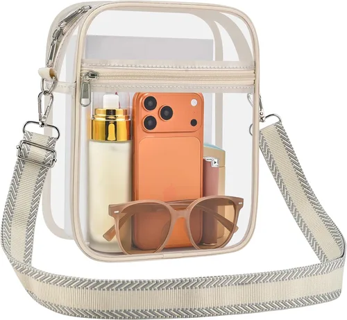 Vista 16 de Bolsa transparente para eventos de estadio, bolso cruzado transparente para hombres y mujeres, bolsa de mensajero para conciertos, festivales