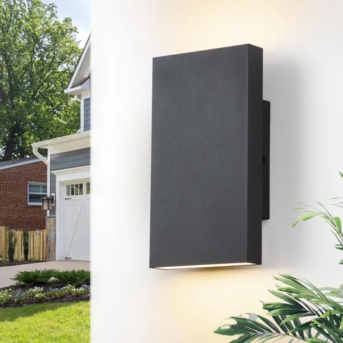 Vista 20 de Luces de pared doradas hechas a mano para exteriores, de 10 pulgadas, luces LED de pared para patio, accesorios de iluminación exterior Oro hecho a