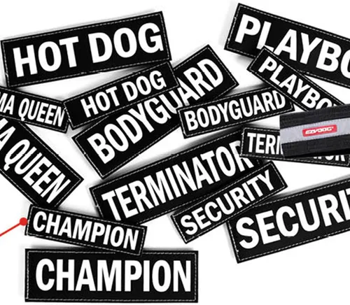 Vista 3 de EzyDog Insignia lateral – Identifica claramente a tu perro cuando llevas el arnés para perro Convert – Juego de dos insignias (Adopt Me, S)