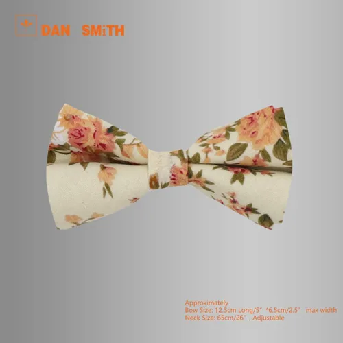 Vista 3 de Dan Smith Cotton Bowties For Mens 25.6"-Neck-Size Clip-On Adjustable Floral Bowties Hankie Set