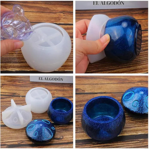 Vista 7 de Moldes de Tarro de Silicona de Resina Juome, Moldes de Tarros de Setas de Silicona con Tapa para Fundición de Resina Epoxy para Almacenamiento