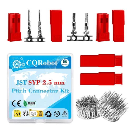 Vista 48 de CQRobot JST EL 4.5 mm de paso 2 pines conector electrónico IC macho, enchufes hembra carcasa y kit de terminales de crimpado en T macho/hembra. 50