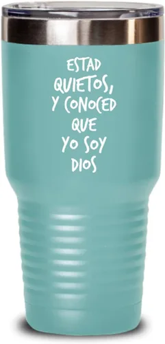 Vista 2 de Regalos catolica cristianas vaso en espanol con versiculos de la biblia para padres estad quietos
