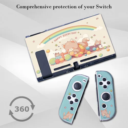 Vista 5 de PERFECTSIGHT Funda protectora compatible con Nintendo Switch Funda antiarañazos a prueba de golpes para NS Switch y Joy-Con, bonita funda rígida