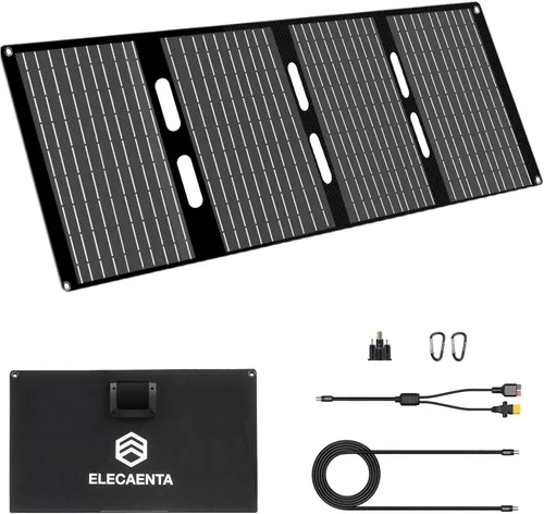 Vista 8 de ELECAENTA Panel solar de 40 W, USB C, salida USB A y CC de 18 V, impermeable IP68, cargador solar ETFE portátil plegable compatible con iPhone