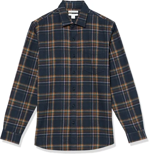 Vista 66 de Amazon Essentials Camisas de franela de manga larga para hombre, corte ajustado, a cuadros con botones