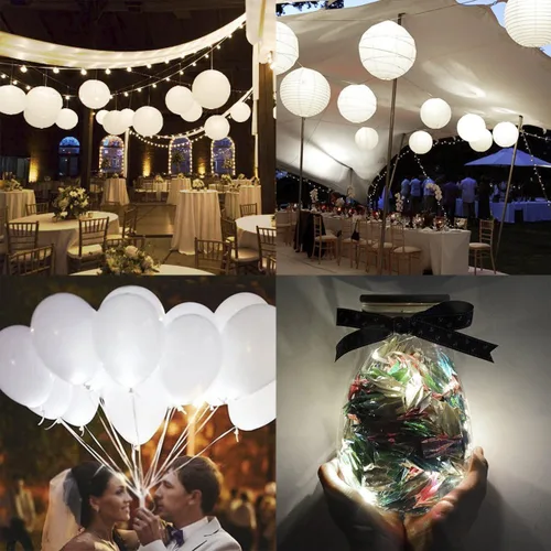 Vista 5 de Faroles de papel que funcionan con pilas, luces LED colgantes con alambre, iluminación floral brillante para exteriores, interiores, bodas