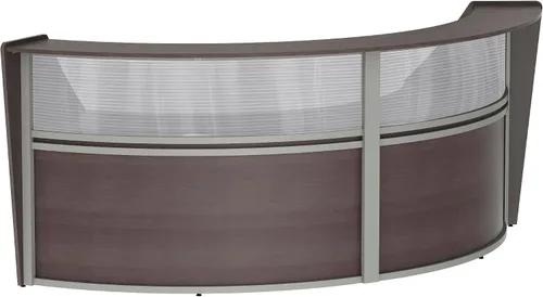 Vista 35 de Linea Italia Oficina curvada, transparente, fácil de montar, mostrador de recepción de 3 paneles para vestíbulo, salón, 142 x 71 pulgadas